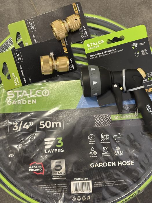 Set Premium Irigare STALCO 3/4” 20m | Pistol din Alamă + Conectori din Alamă | Disponibil și 30m / 50m