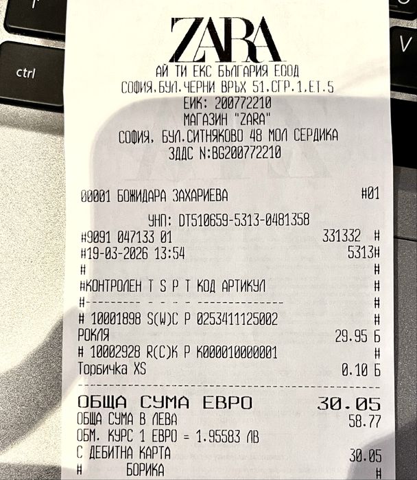 Zara мини рокля (нова) размер S