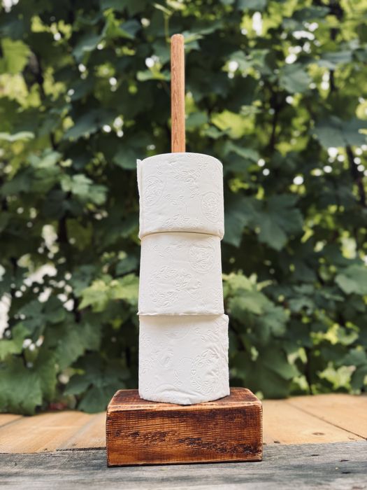 Suport hârtie igienică din lemn masiv de brad – Handmade, stil rustic