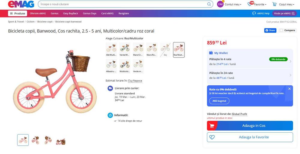 Bicicleta echilibru BANWOOD
