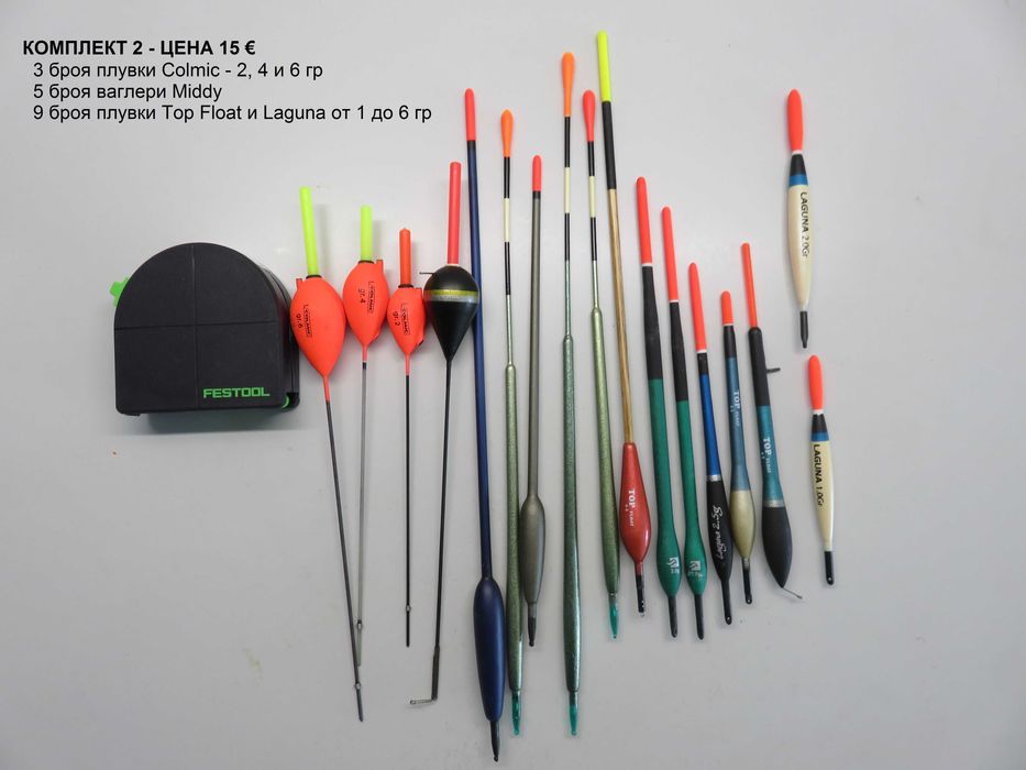 Комплекти плувки Cralusso, Middy и Colmic, шапки Rapala и Browning