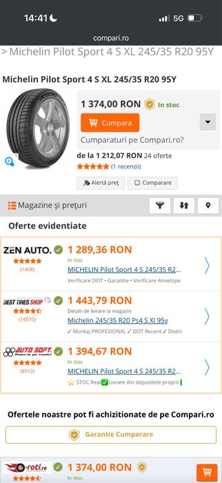 Vand anvelope Michelin Pilot Sport 4S 245/35/ZR20