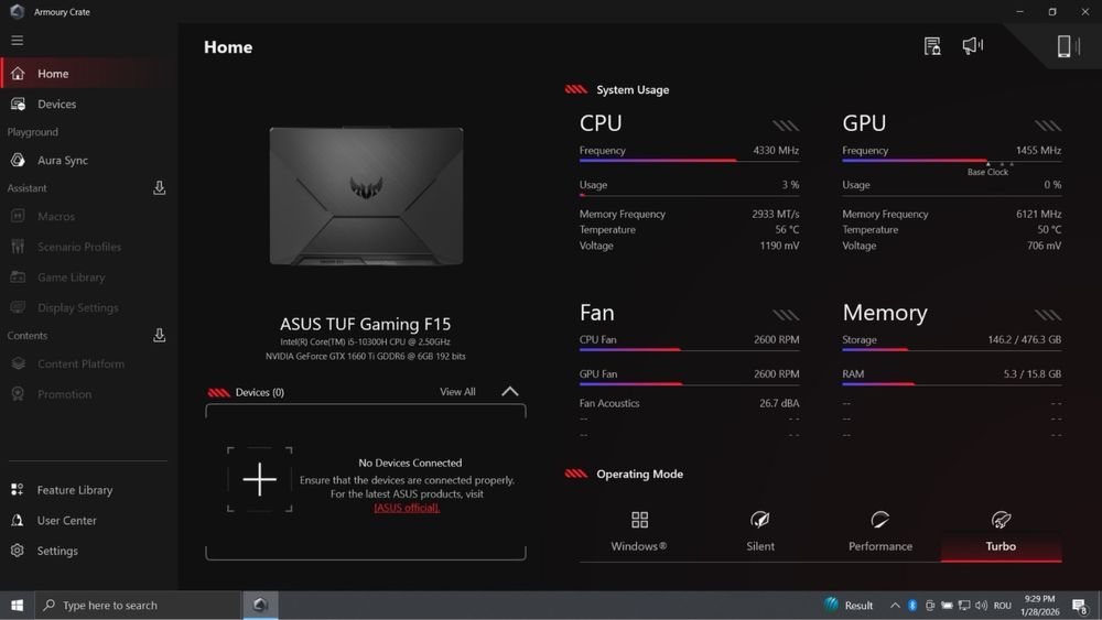 Vand Laptop Gaming ASUS TUF Gaming F15 - i5 / GTX 1660 Ti/16 gb RAM
