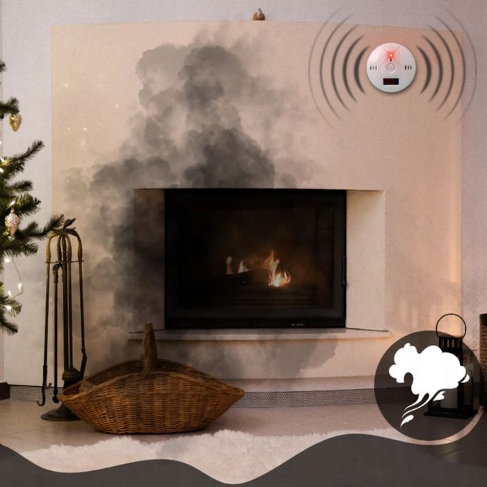 Безжичен сензор с лед дисплей за дим с аларма