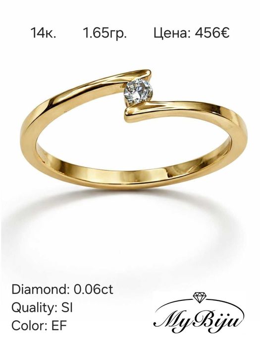 Златни годежни пръстени с диаманти