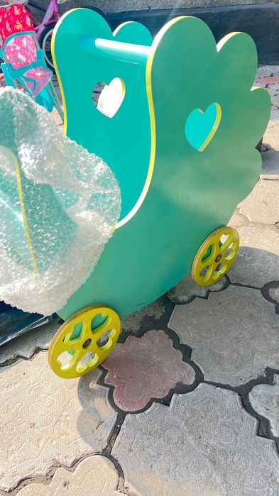 Деревянная коляска для кукол для девочек