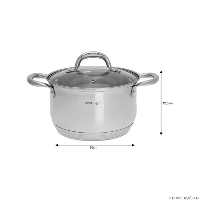 Set de 5 oale cu capac din inox, dimensiuni 16, 16, 18, 20, 24 cm,