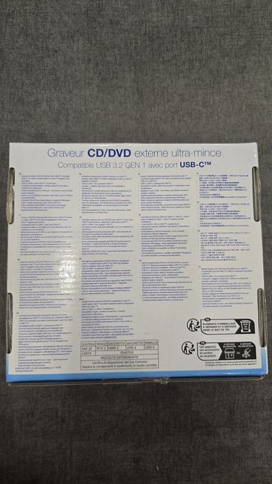 Оптично устройство Verbatim External Slimline 43886, външно, USB-C, четене/записване, черно