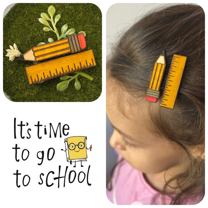 Сет от две дървени шноли Back to school - ръчна изработка