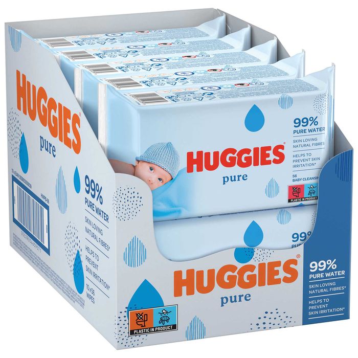 Кашон/пакет от 10 х 56 бебешки мокри кърпички Хъгис Huggies