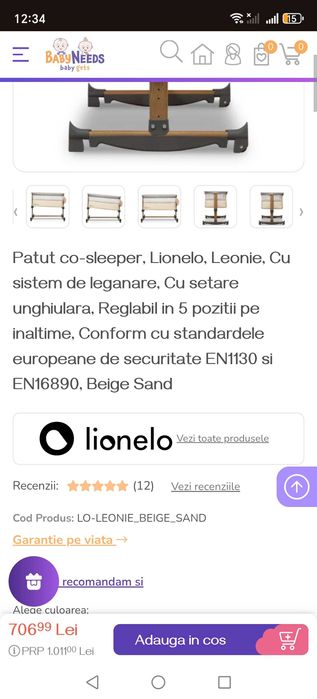 Patuț co-sleeper
