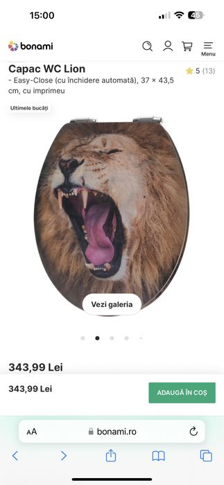 Capac WC 3D Wenko Lion Nou Nout Sigilat