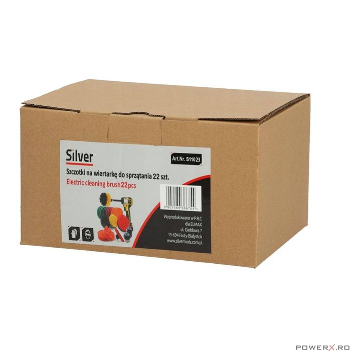 Set perii si discuri curatare, 22 piese, pentru bormasina, Silver