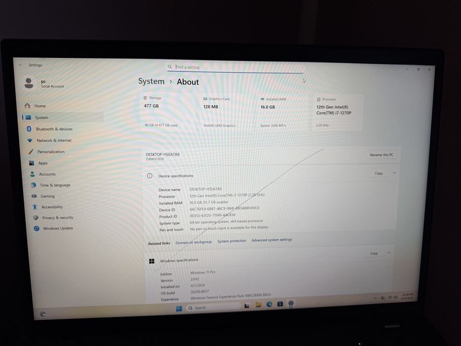 Vand Lenovo Thinkpad T16 Gen 1