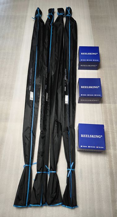 SET 3 Lansete Super Point 3.9m, 4.5lbs 2segmente + 3 Mulinete TM12000