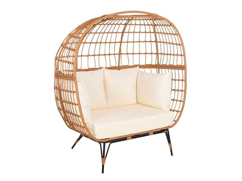 Двуместно кресло Puzzle-home HM5870, PP ратан и метал, 132.5x90x154H