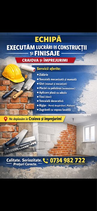 Echipa constructii Craiova | Zidarie, Glet, Tencuiala, Rigips.