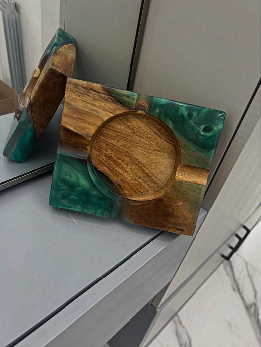 Луксозни пепелници за пури от дърво и епоксидна смола