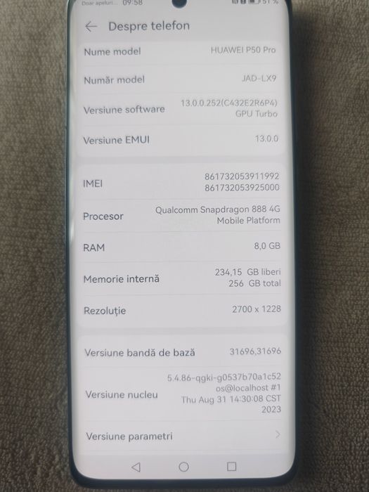 Huawei p 50 pro folosit puțin timp
