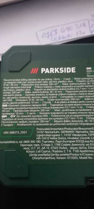 Trusa burghie26/28 mm Parkside,noua,sigilata