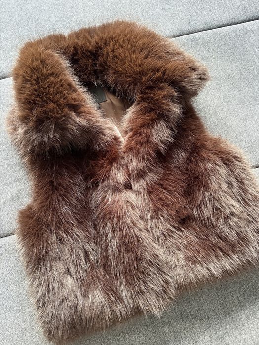Zara new дамски елек с косъм