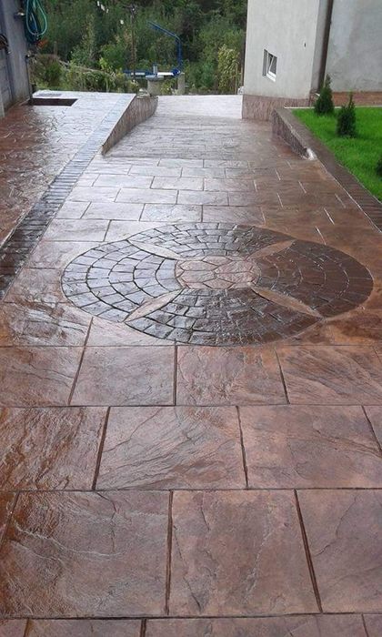 Beton amprentat elicopterizat pavaj pavele tencuială decorativa ieftin amenajări terase curți lac întreținere piatra construcții șapă, rigole teren