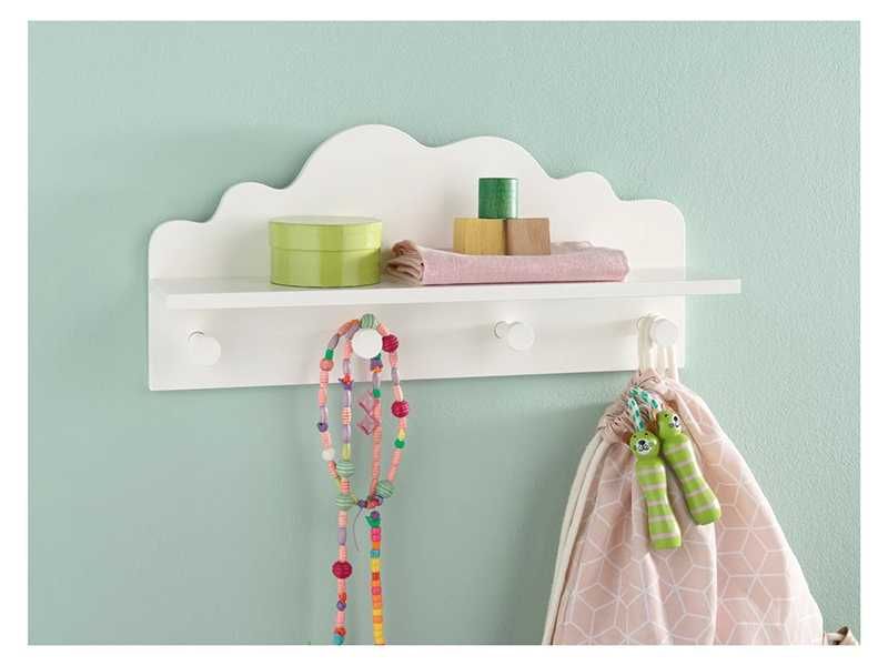 НОВИ! Детска закачалка с рафт 2в1 бял син розов