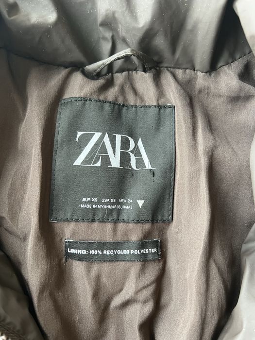 Кафяво късо зимно яке ZARA