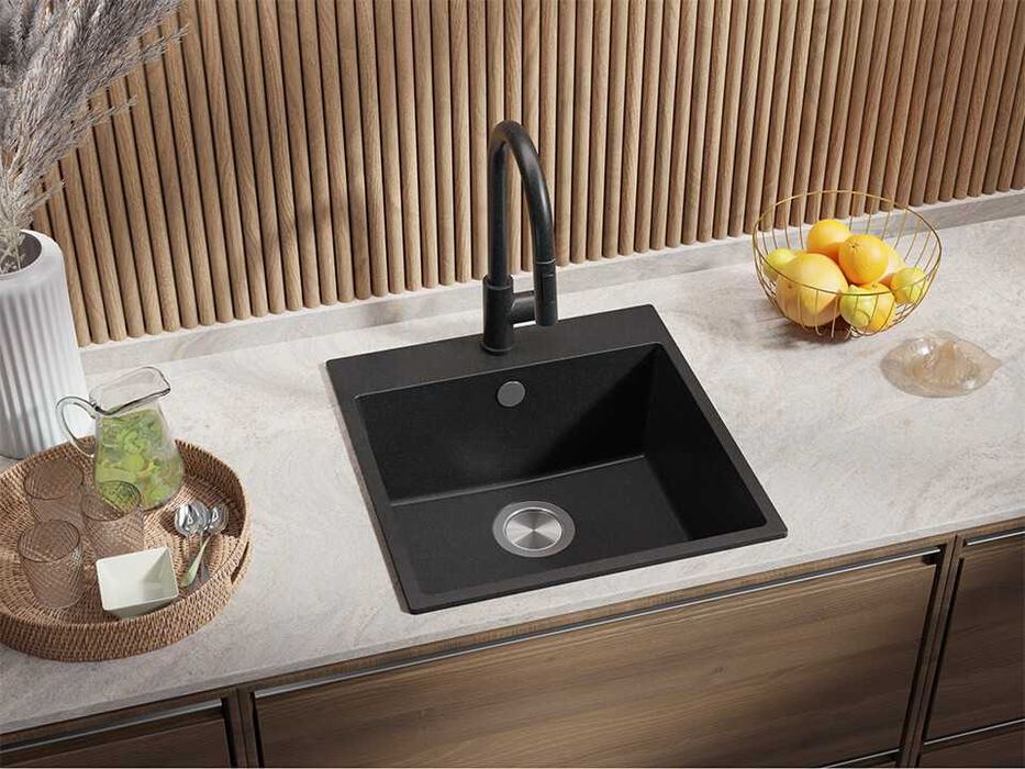 Черна Кухненска Мивка от гранит модел Рига Easy 380 x 440 mm