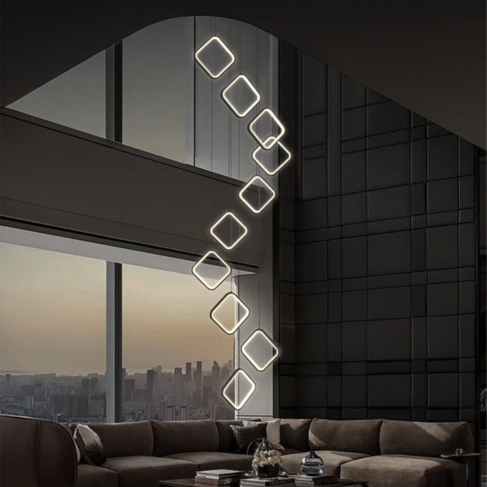 Висящи черни квадрати 86W 9 глави визящи до 3 м. за висок таван