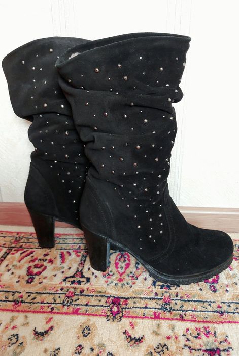 Замшевые сапоги. 36-37 размер.