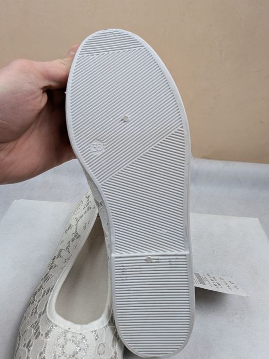 Balerini Damă ALLACC Albi cu Argintiu Model Abstract Noi cu Etichetă S