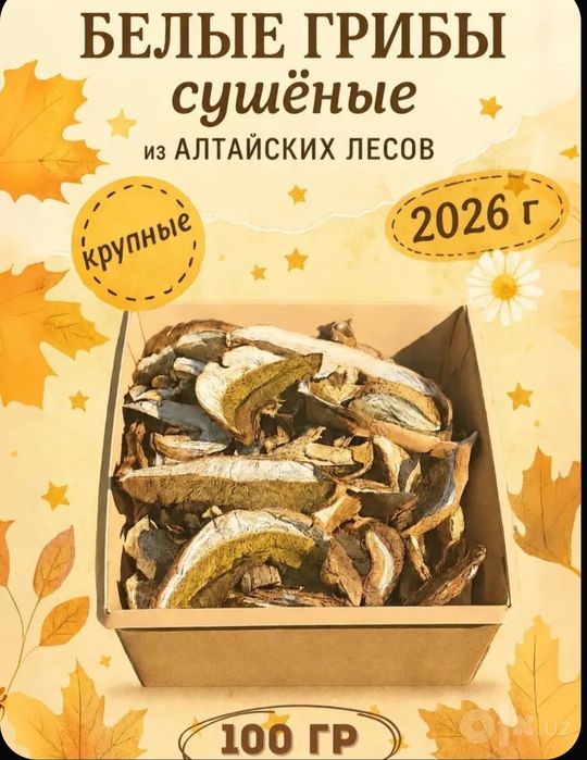 Сушеные белые грибы, 100 г, 2026, Алтай