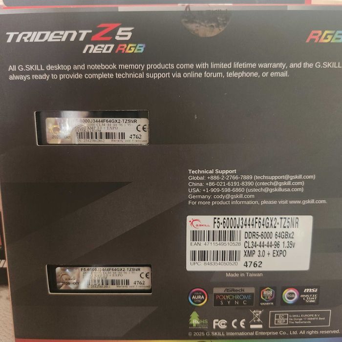 G.SKILL Trident Z5 Neo 128GB (2×64GB) DDR5 6000MHz CL34 Expo + Xmp 3.0