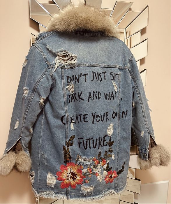 Дънково палто-яке с естествен пух