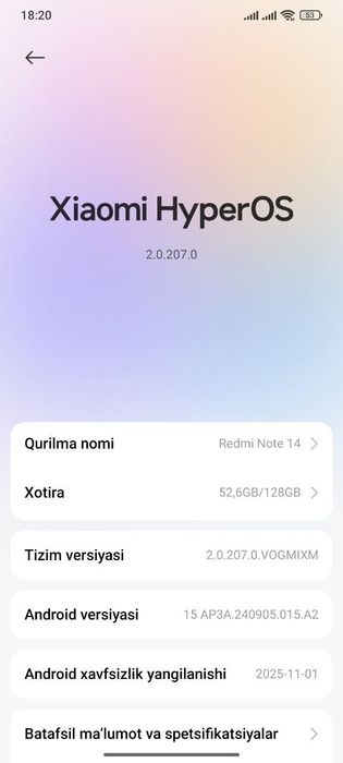 Redmi not 14 Jizzax abmen bor