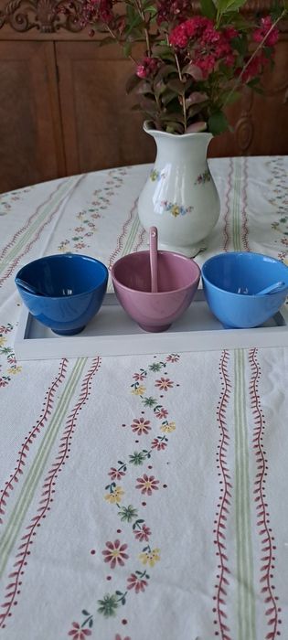 Керамични панички с лъжички + поставка