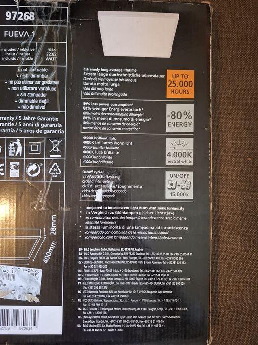 Panou / Plafoniera LED Eglo Fueva 1 (40x40 cm) Nou