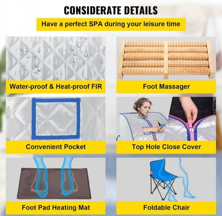 Sauna cu infrarosu portabila pentru acasa, 50", 680W