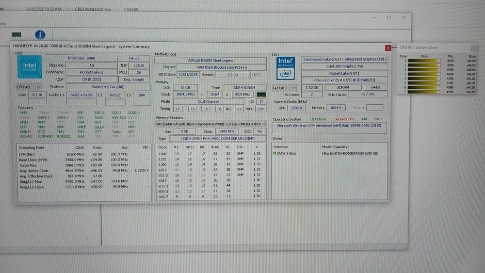 Kit placa de baza Asrock B560M + i9 11900 gen 11 + carcasa + sursa+hdd