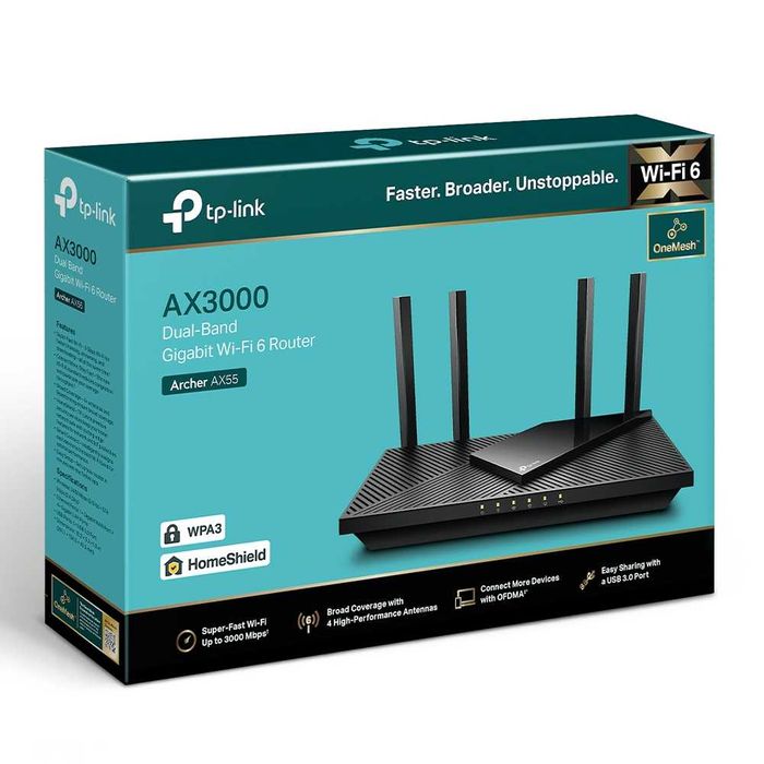 Wi-Fi роутер TP-Link	Archer AX55 AX3000 Dual-Band Wi-Fi 6
