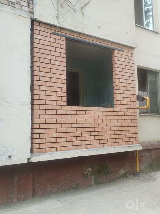 Кладка Балкона Облицовочным и Простым кирпичом