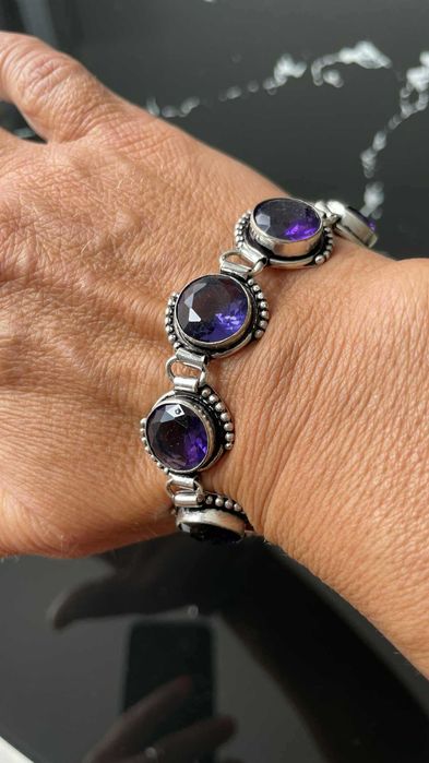 Bratara Argint 925 Vintage cu Pietre Semipretioase Ametist