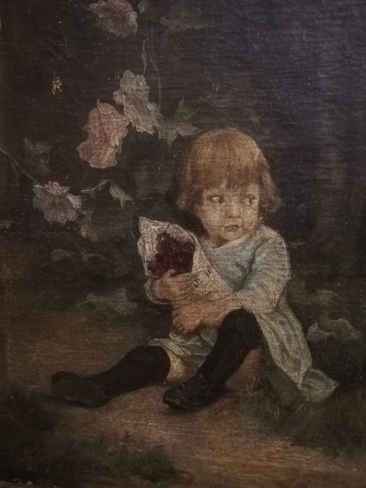 Tablou, foarte, vechi, pictat, panza