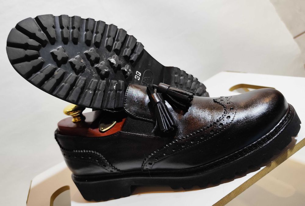 Pantofi loafer 39 39.5 slip on Zanfrini Italy NOI piele naturala moale