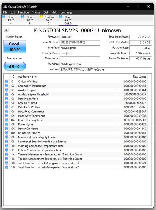 M2 SSD Kingston SNV2S/ 1000гб