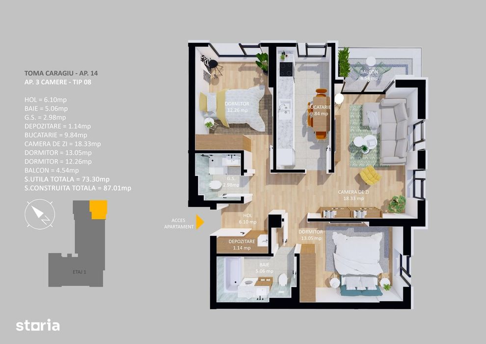 Apartament 3 camere, direct dezvoltator, Pipera-OMV, Comision 0%.