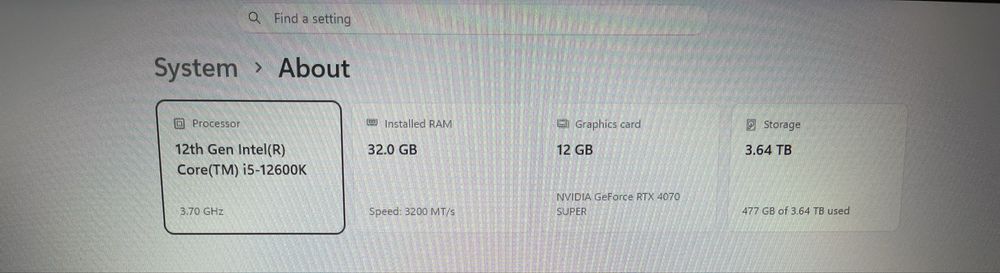 Gaming PC I5 12600k RTX 4070 Super 32GB RAM/4 TB stocare