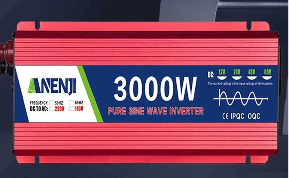 Invertor Anenji cu unda sinusoidala pura de 3000W DC 48V  AC, 220V