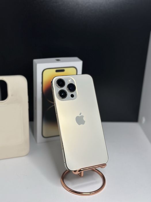 iPhone 14 Pro Max Gold 256 GB 91% ca nou full box impecabil + husa